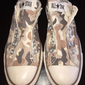 Converse Camo No Lace Slip On Neutrals Size 7